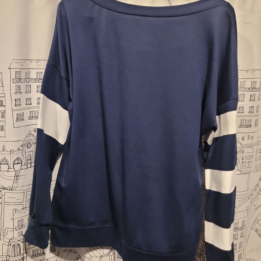 NWOT Just Fashion Now Nautical Long Sleeve Shirt Size Medium - Picture 5 of 5